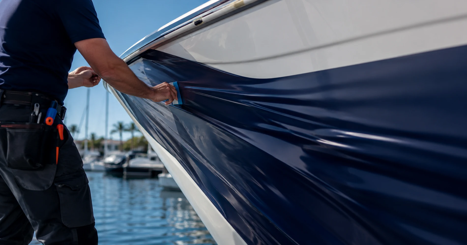 Exterior yacht wrap maintenance