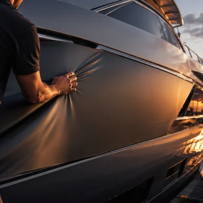 Yacht Polishing Before Wrapping