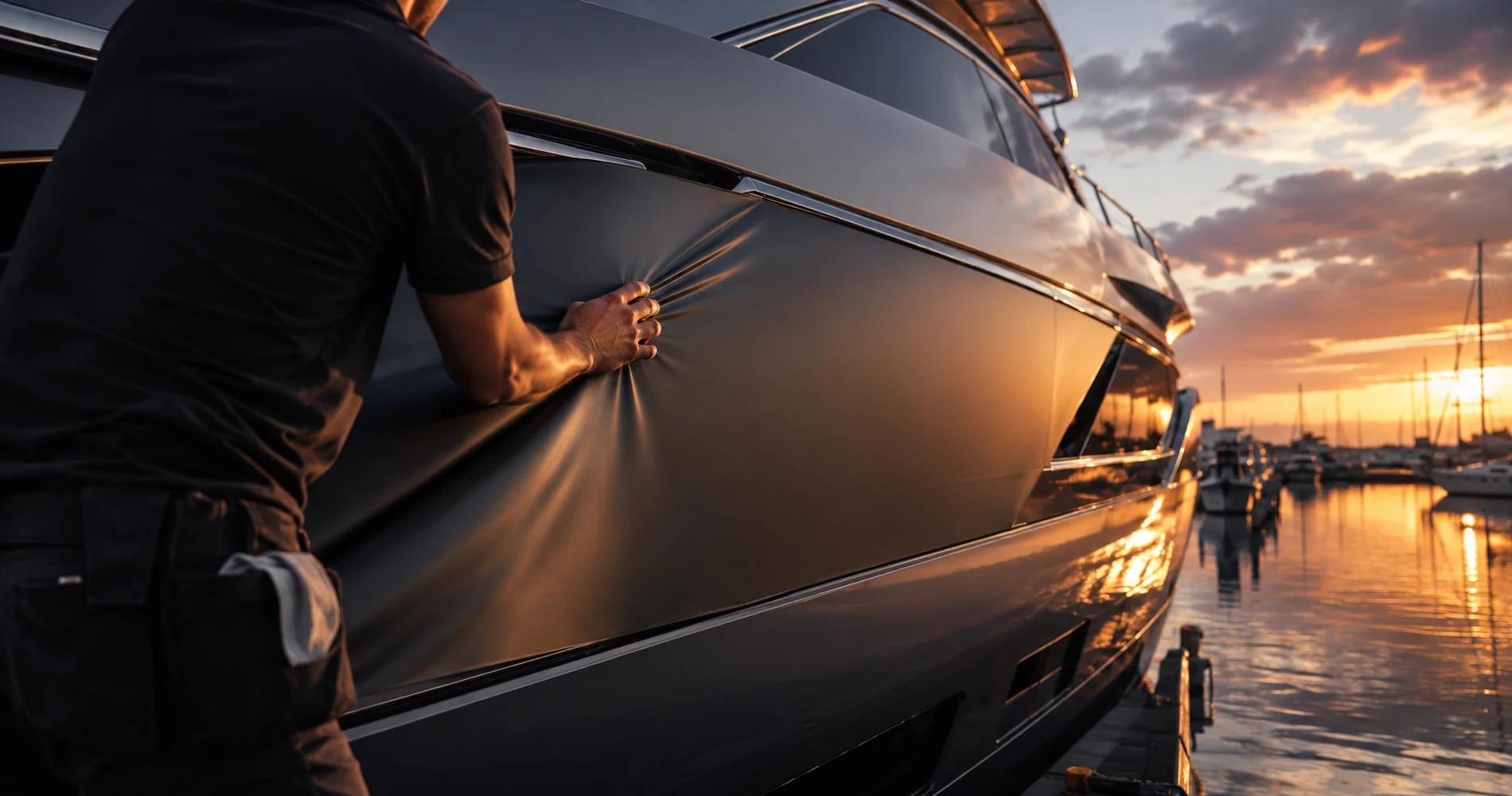 Yacht Polishing Before Wrapping